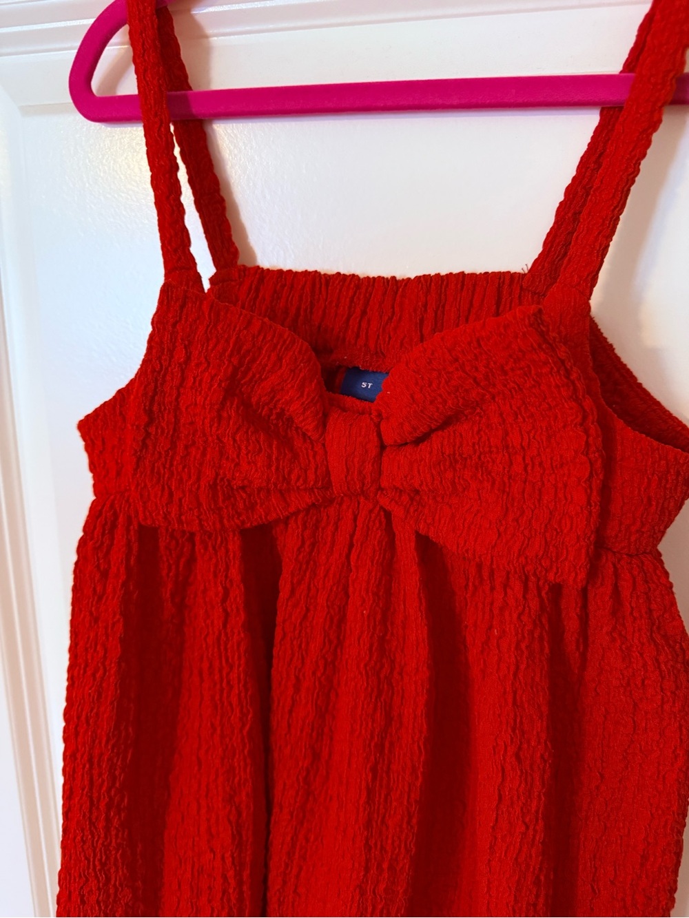 Old Navy Girls 5T Red Textured Bow-Front Sundress - Picture 4 of 7